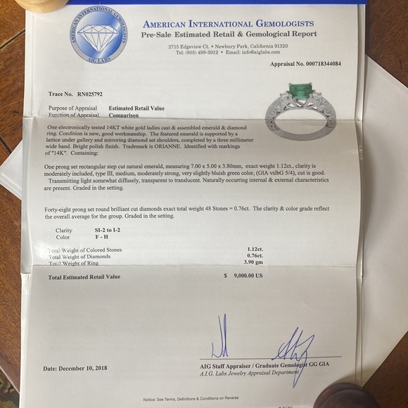 Orianne….Natural diamonds and natural emerald ring on 14ct white gold - Picture 7 of 13